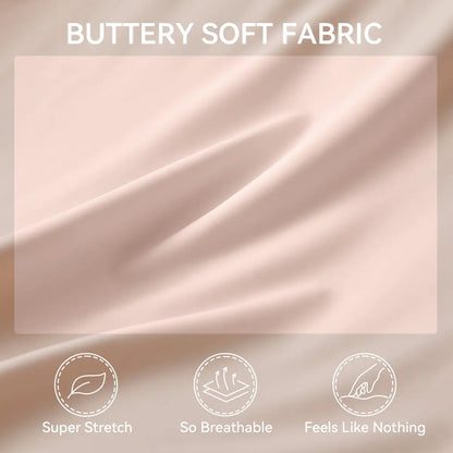 Close-up of smooth blush-toned fabric highlighting its flexible stretch, breathable texture, and lightweight feel.
