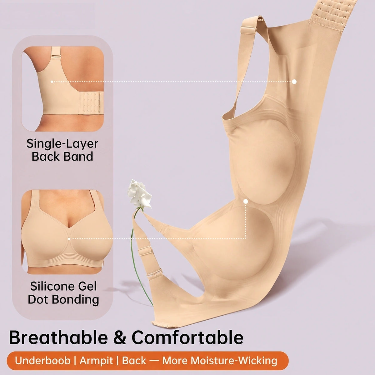 Nude full-body shapewear garment with built-in bust support, adjustable straps, a smooth back panel, and targeted compression for torso shaping.