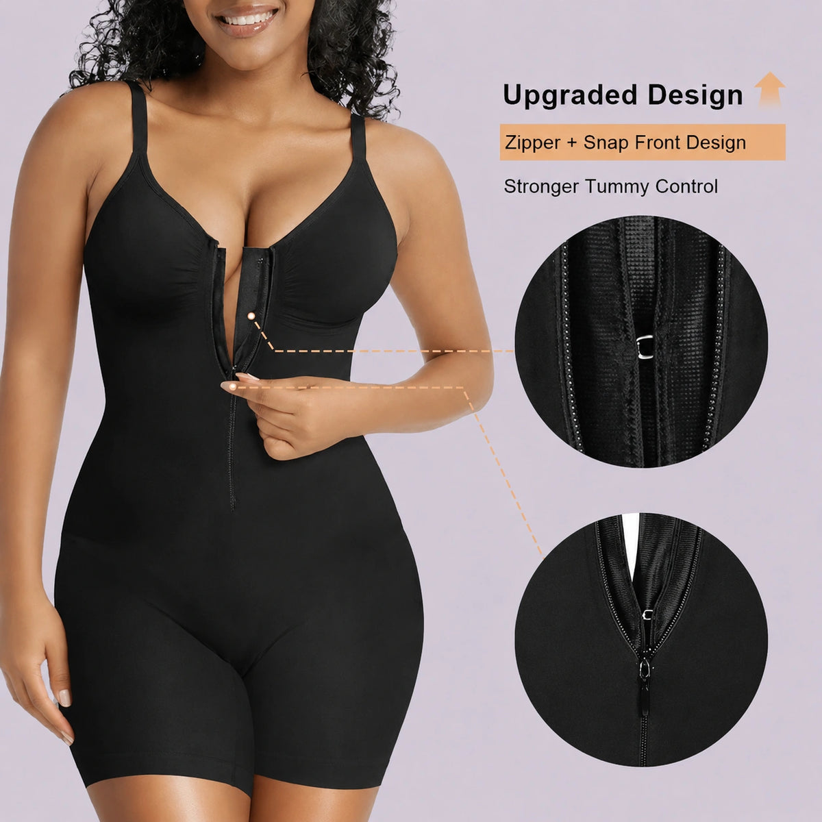 Black shaping bodysuit with built in bust support and adjustable shoulder straps
