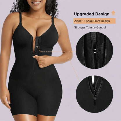 Black shaping bodysuit with built in bust support and adjustable shoulder straps