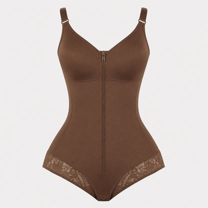 CurveEase tummy control shapewear bodysuit in brown