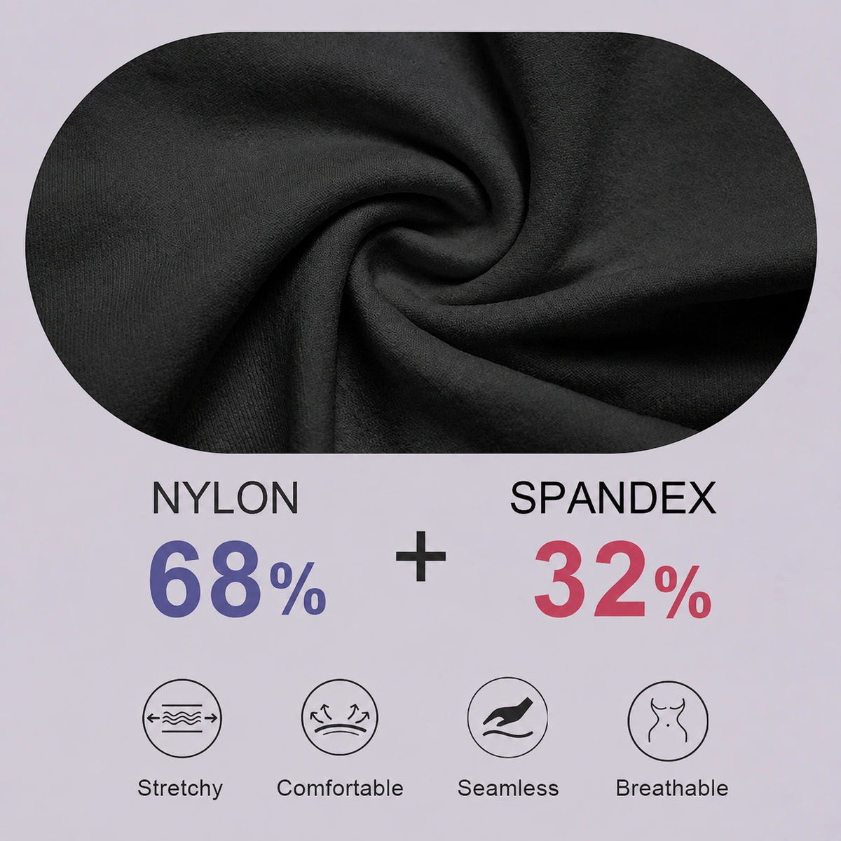 Nylon and spandex shapewear fabric with flexible stretch and smoothing support