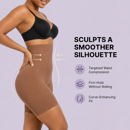 S curve waist shaping shorts with targeted tummy compression and curve enhancing fit